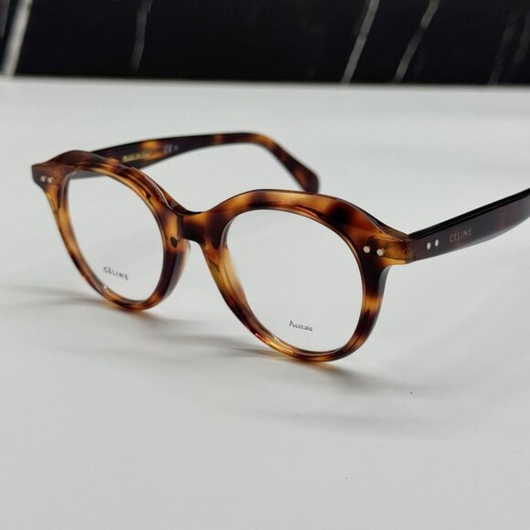 NEW CELINE CL41458 086 HAVANA ROUND UNISEX CELINE EYEGLASSES - Picture 6 of 12